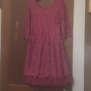 Fuschia Lacey dress. 3/4 sleeve smoke- free home.